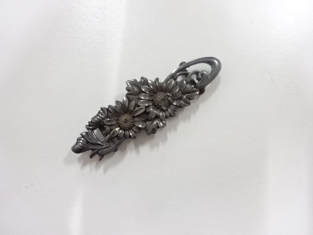 アンティーク　彫金　純銀　帯留め